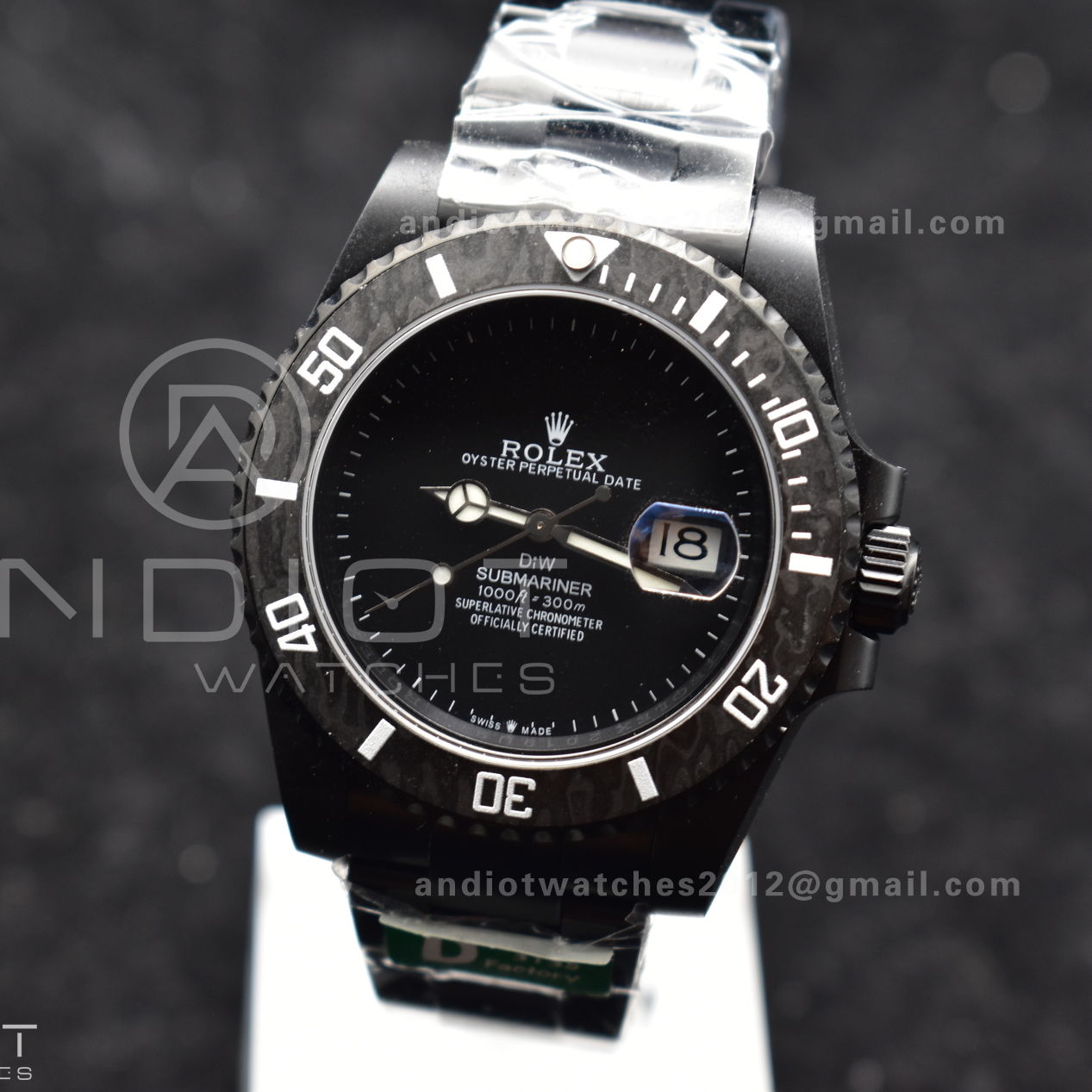 Submariner DIW DLC VSF 1:1 Best Edition Full Black Dial On DLC Bracelet VS3135